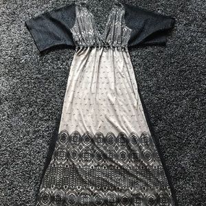 NWOT Casting Black Lace Maxi Dress w Nude Slip